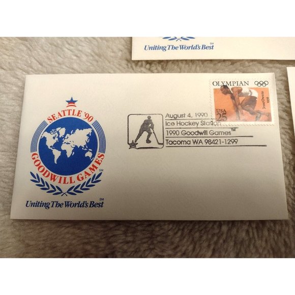 Goodwill Games 1990 Seattle Washington Set of 3 Stamps & Envelopes Unused - Picture 2 of 4